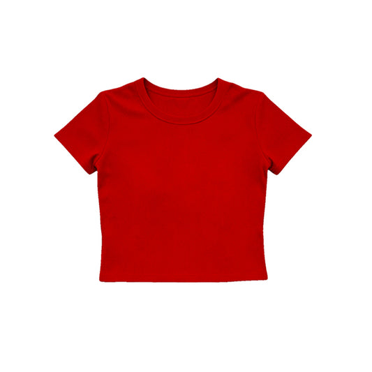 Short sleeves red kids girls summer yoga active top