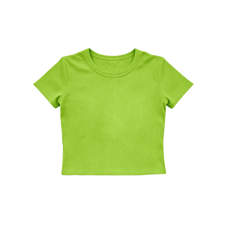 Short sleeves green kids girls summer yoga active top
