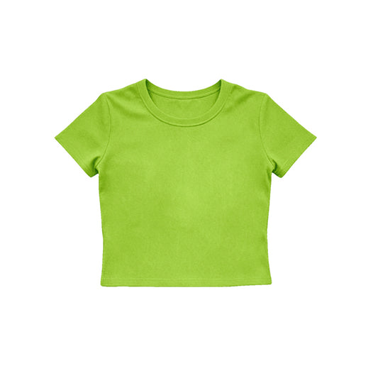 Short sleeves green kids girls summer yoga active top