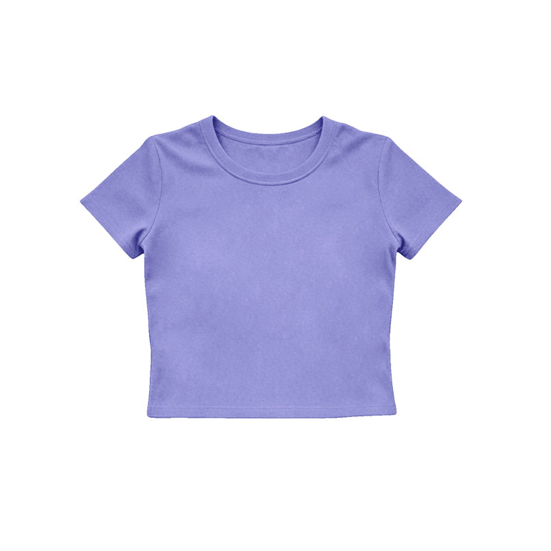 Short sleeves purple kids girls summer yoga active top