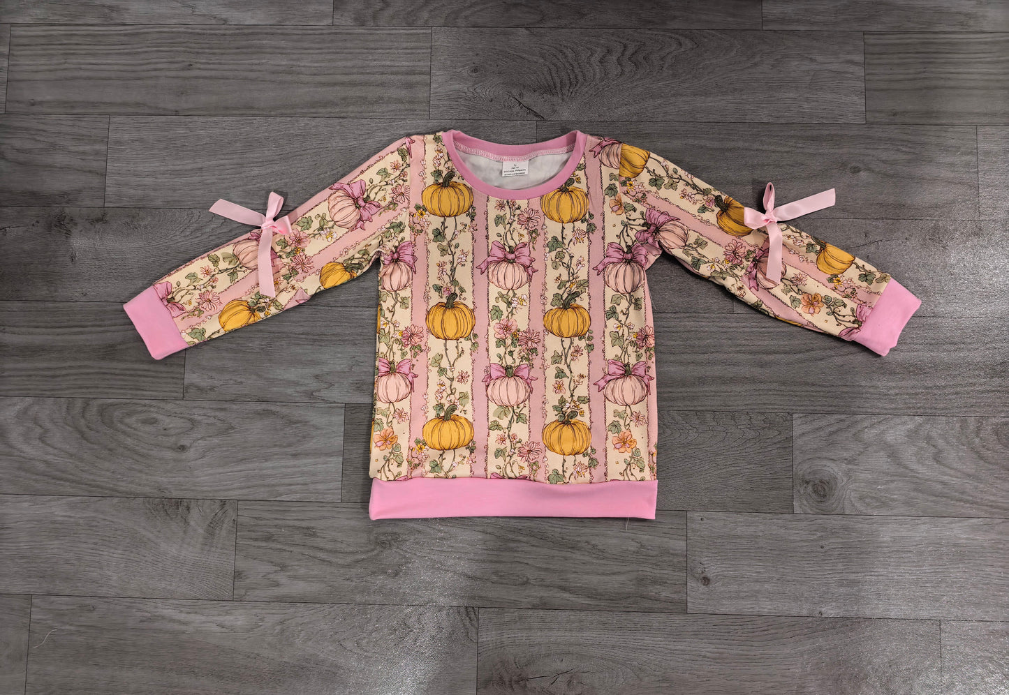 Long sleeves bow pumpkin kids girls fall shirt