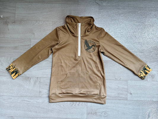 Camo long sleeves duck kids pocket zipper pullover