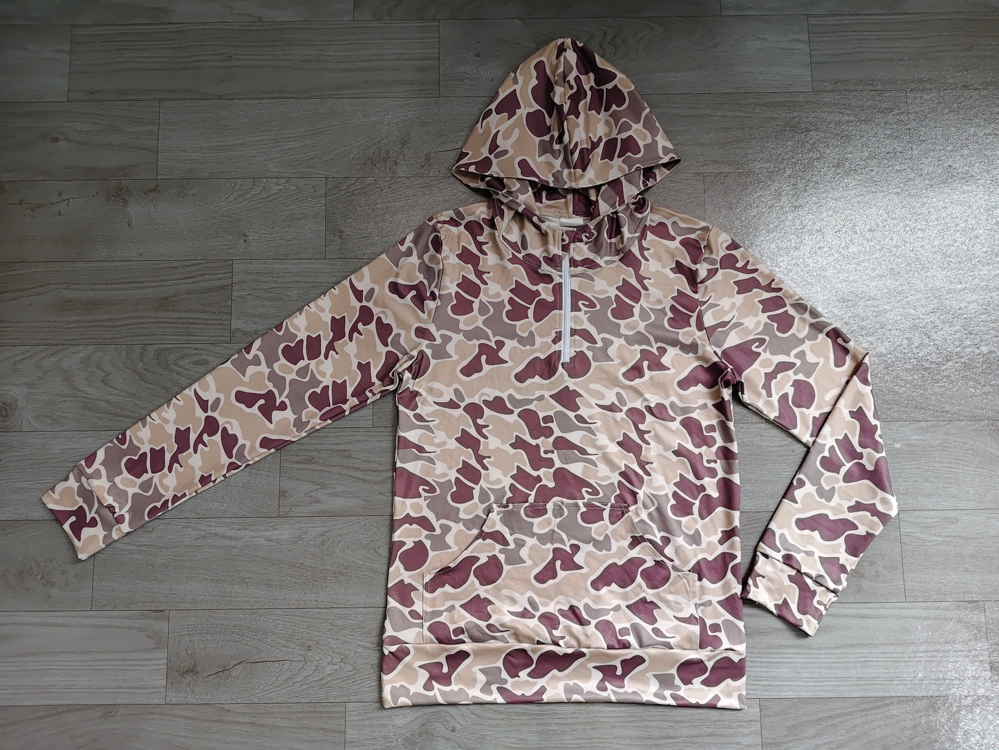 Long sleeves camo pocket adult women zipper hoodie