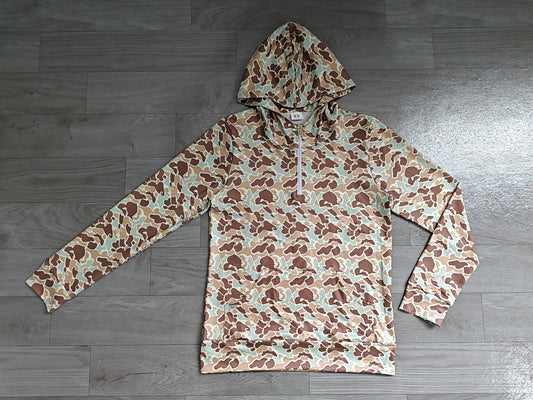 Long sleeves mint camo pocket adult women zipper hoodie