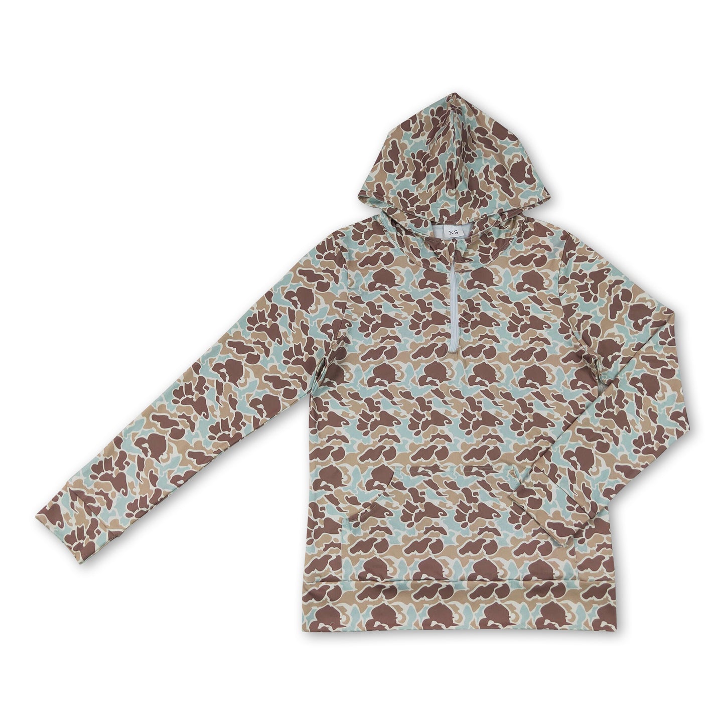 Long sleeves mint camo pocket adult women zipper hoodie