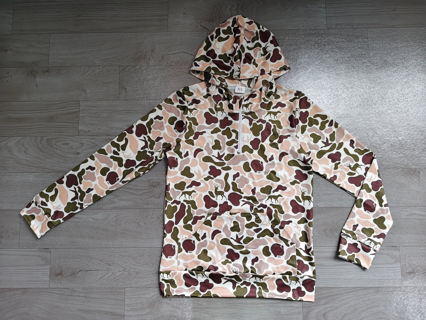Long sleeves hunting camo pocket adult women zipper hoodie