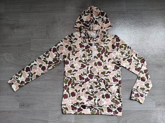 Long sleeves hunting camo pocket adult women zipper hoodie