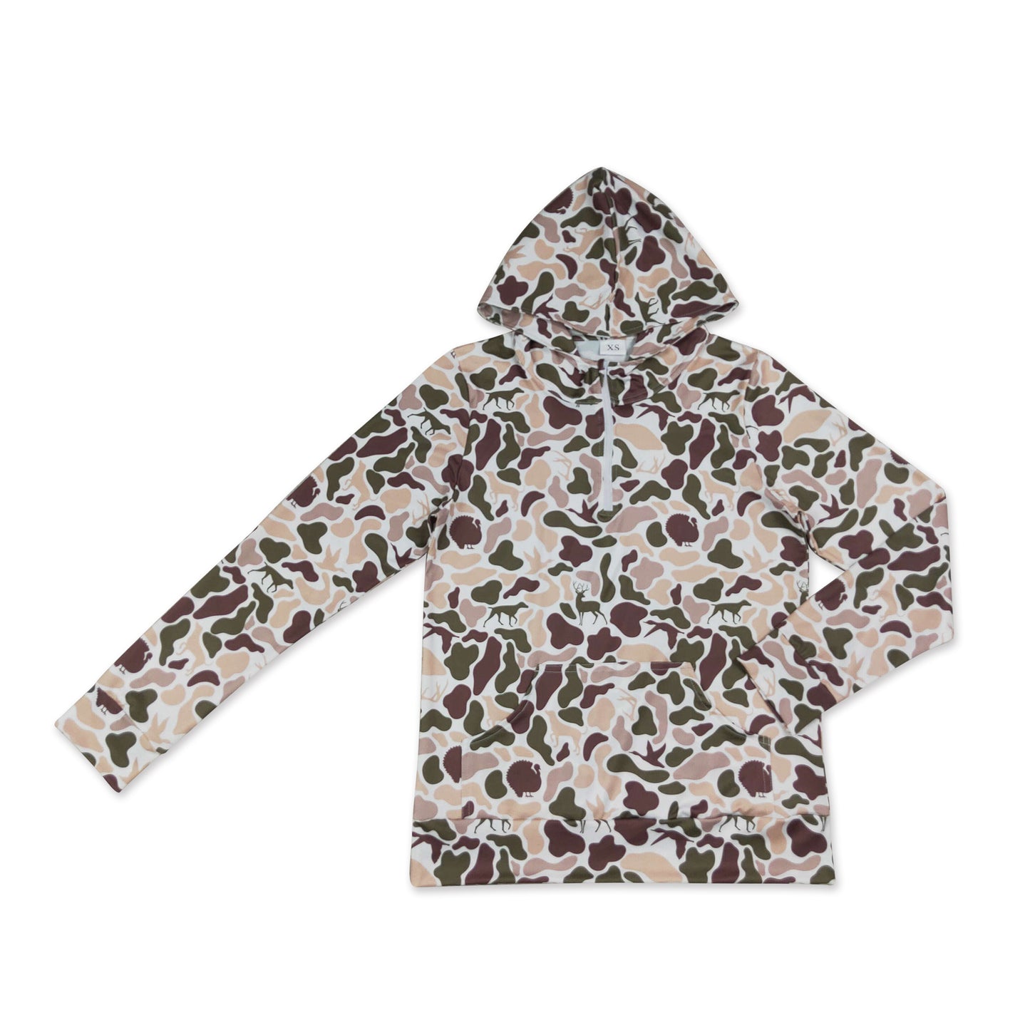 Long sleeves hunting camo pocket adult women zipper hoodie