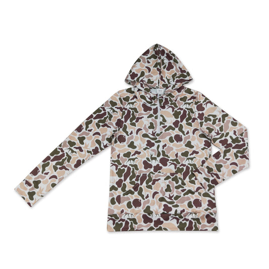 Long sleeves hunting camo pocket adult women zipper hoodie