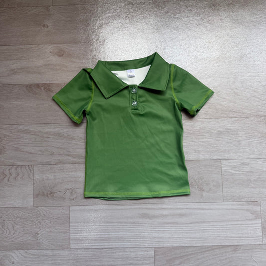 Short sleeves green kids girls summer team active polo shirt
