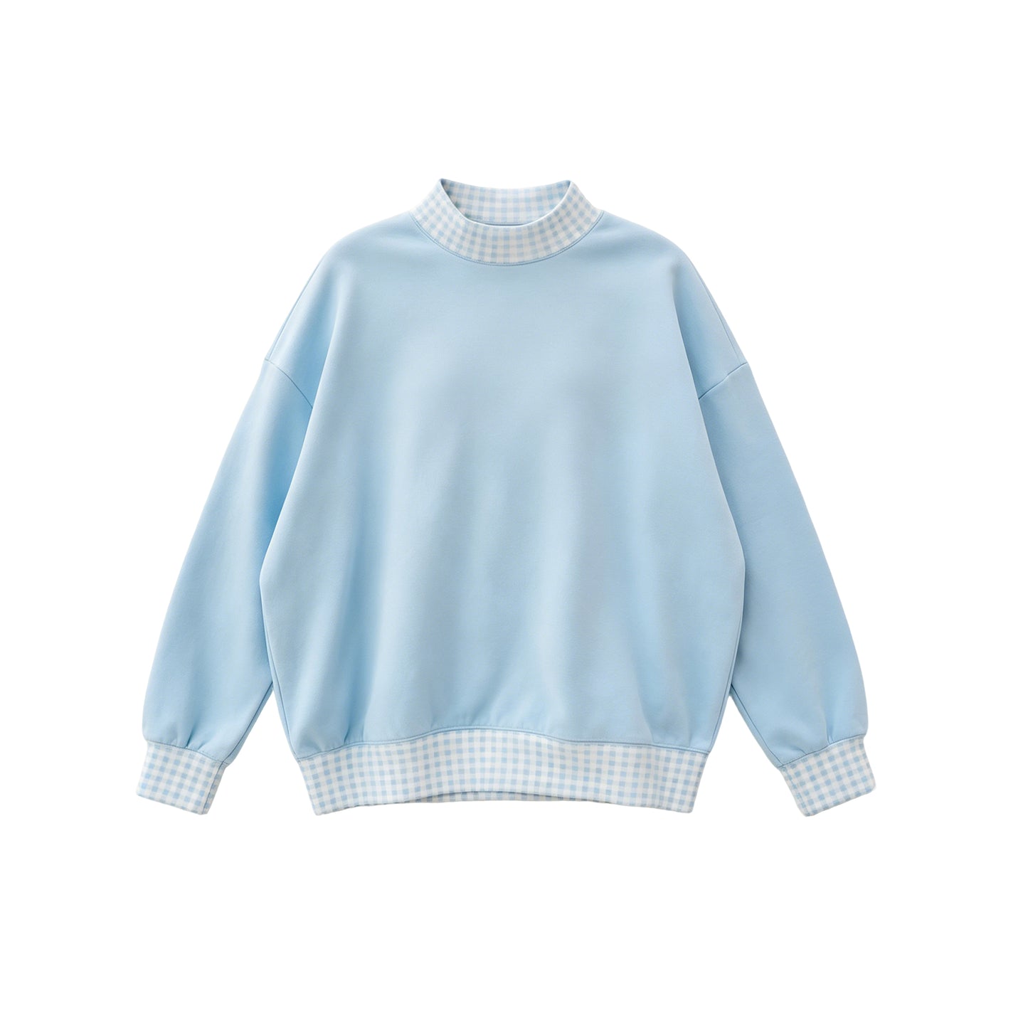 Long sleeves light blue plaid adult women sweatshirt