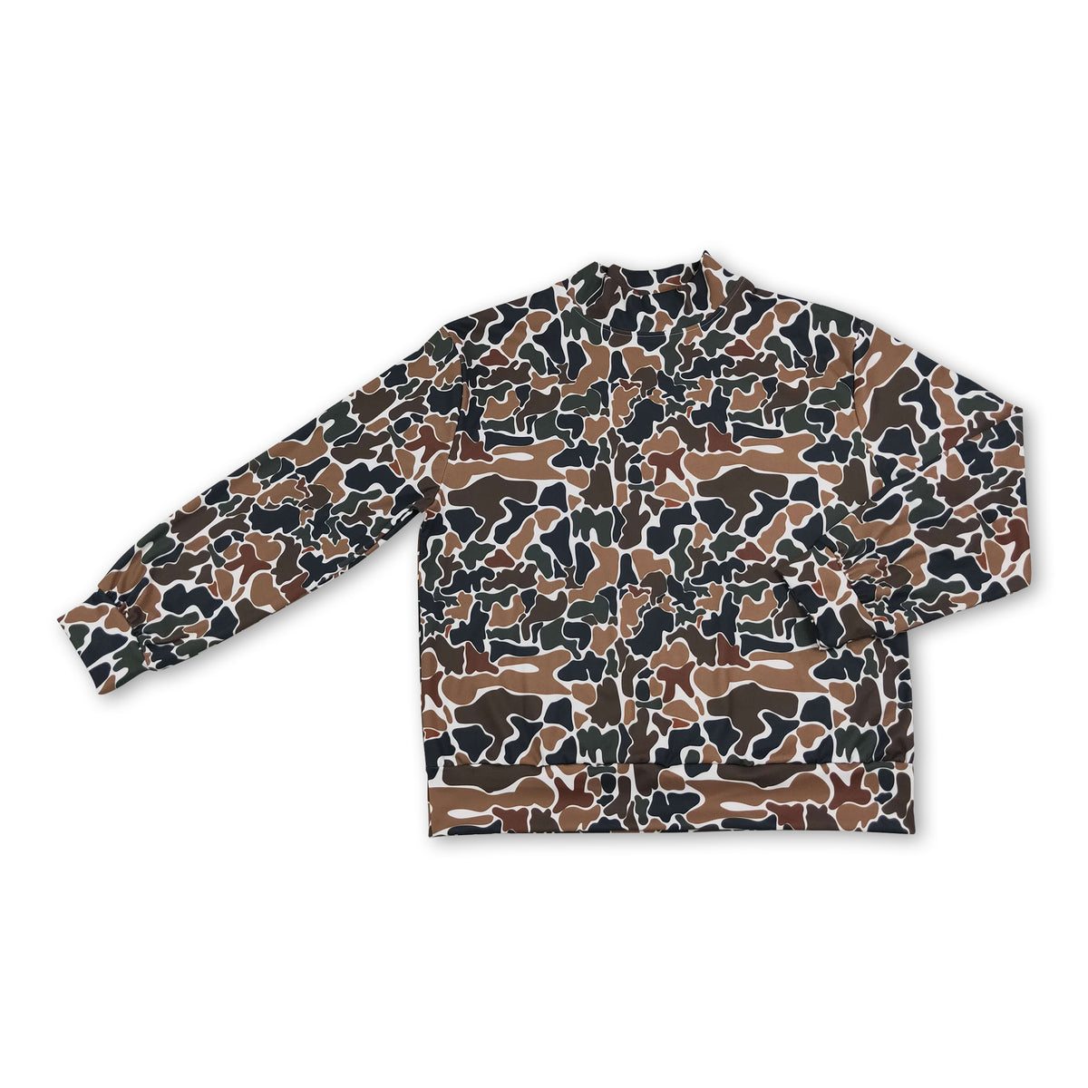Long sleeves brown camo adult women active top
