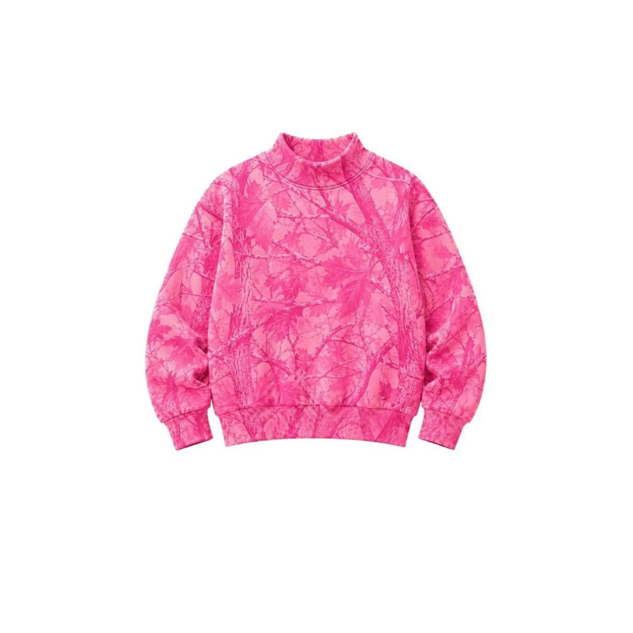 Long sleeves pink leaves camo adult women fall shirt