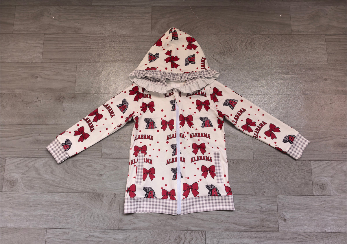 Long sleeves A elephant bow plaid kids girls team jacket