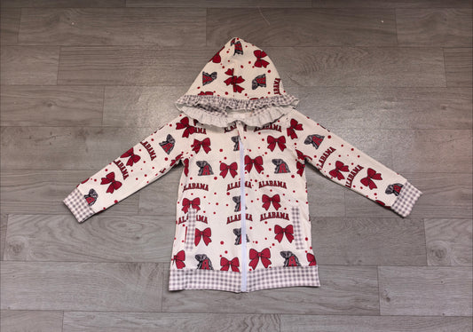 Long sleeves A elephant bow plaid kids girls team jacket