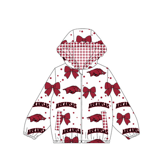 Long sleeves hogs bow plaid kids girls team jacket