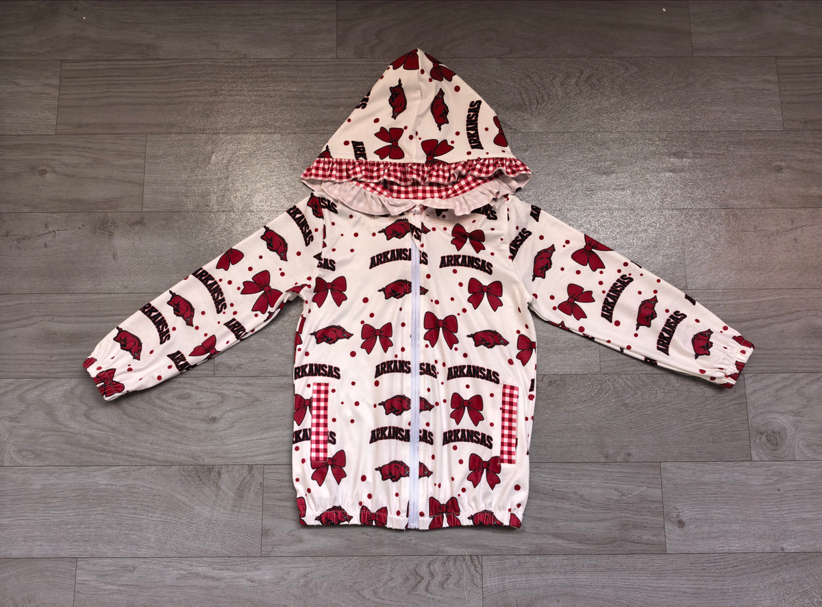 Long sleeves hogs bow plaid kids girls team jacket