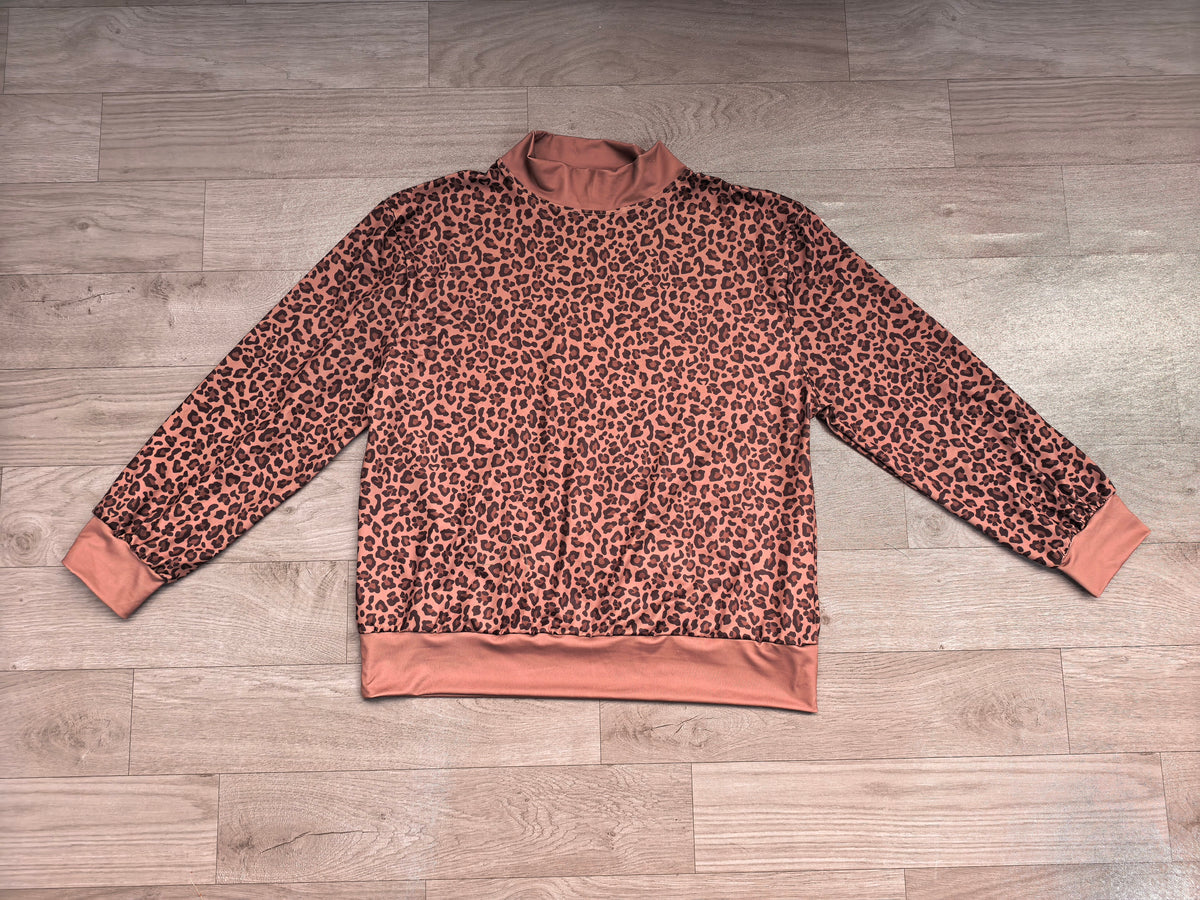 Long sleeves leopard adult women fall top
