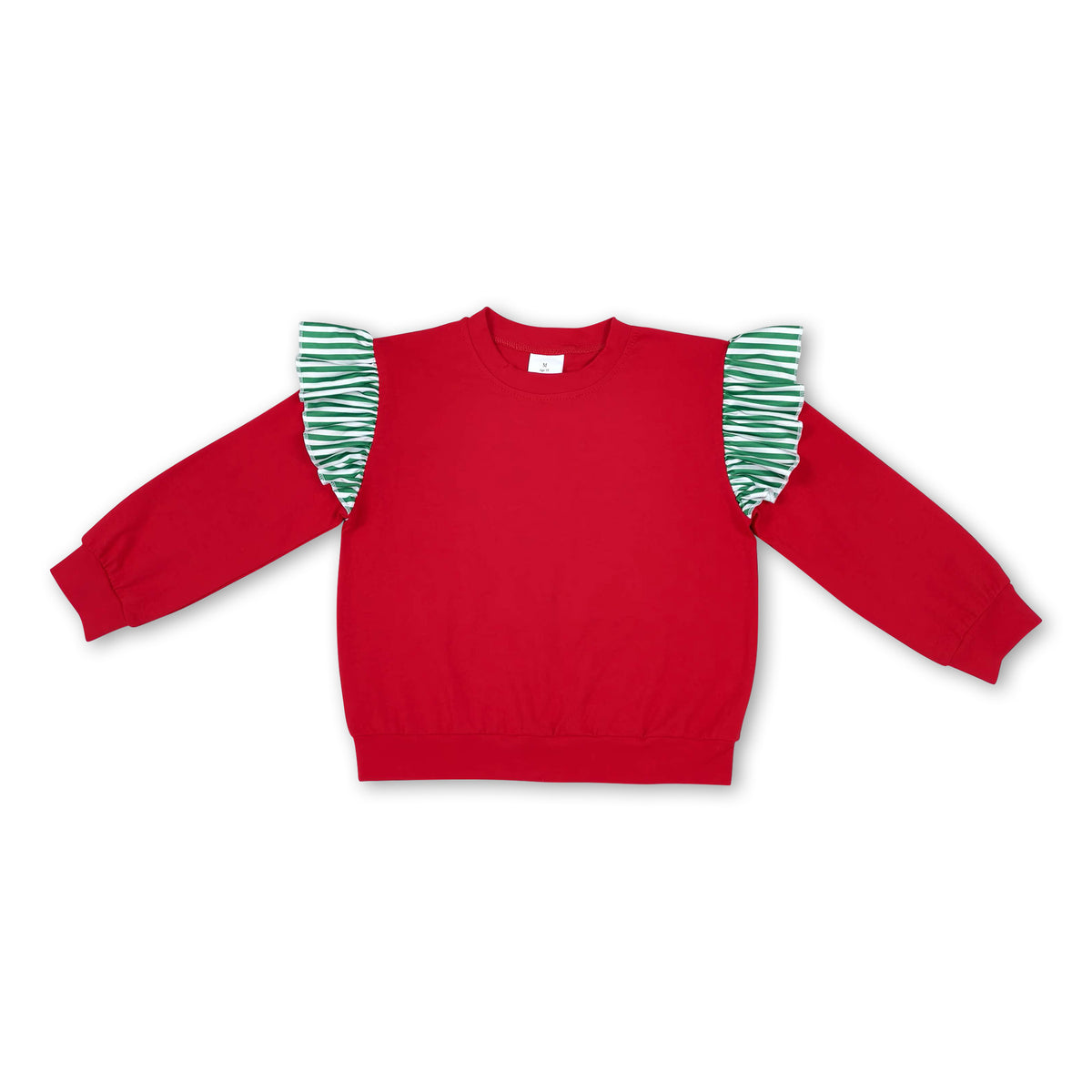 Long sleeves stripe red cotton kids girls Christmas top