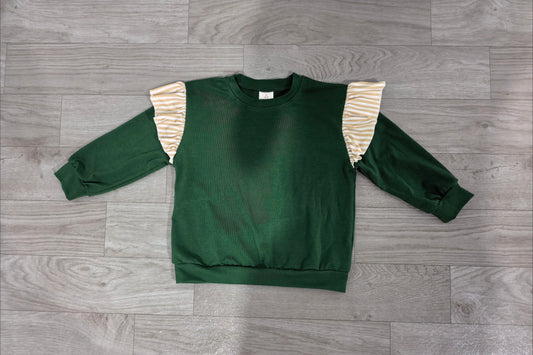 Long sleeves green cotton kids girls fall top