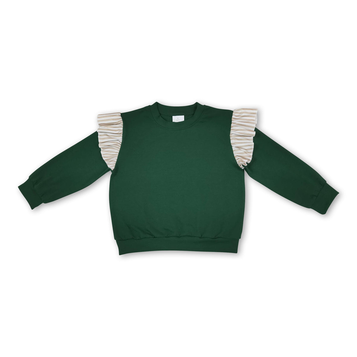 Long sleeves green cotton kids girls fall top