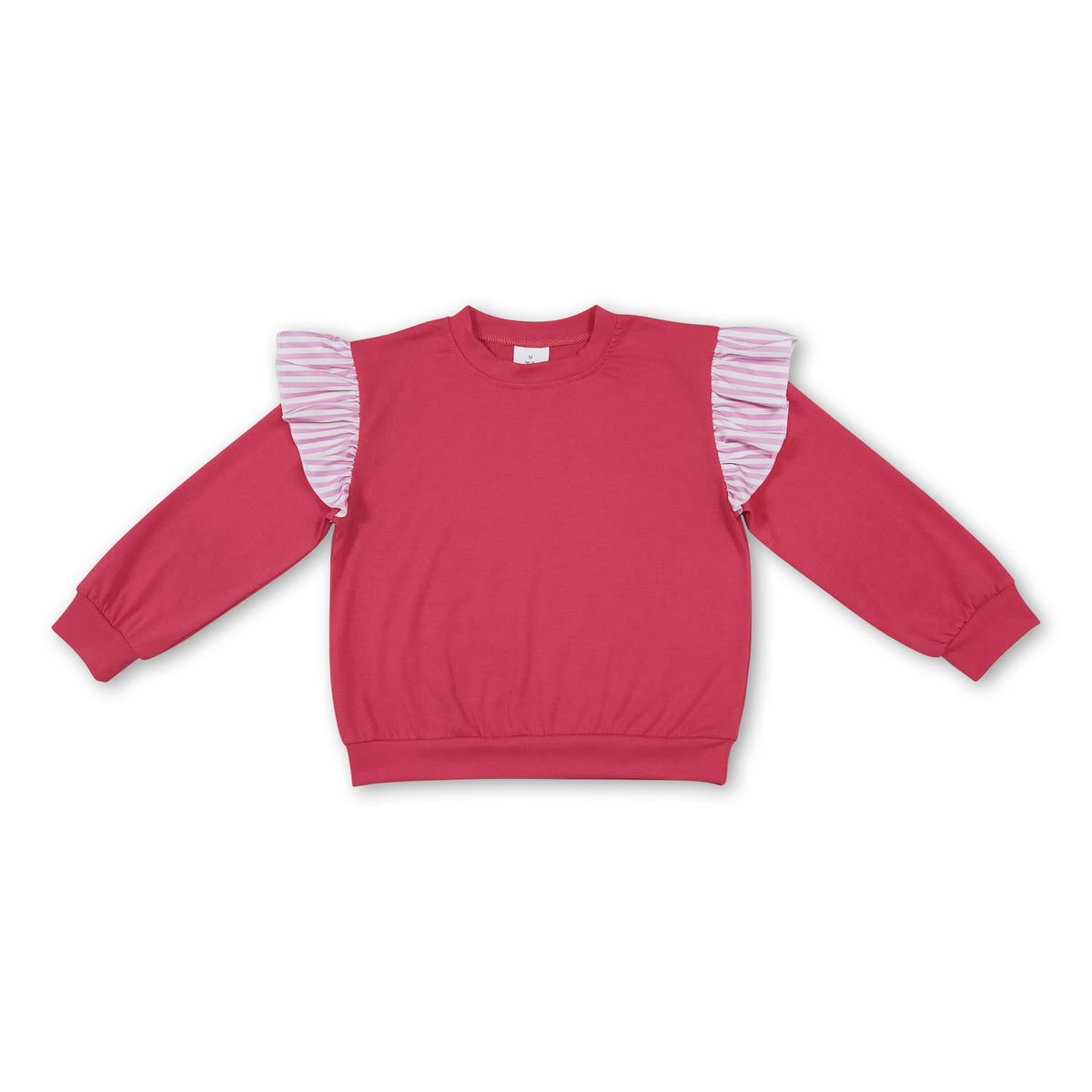 Long sleeves pink stripe hot pink cotton kids girls fall top