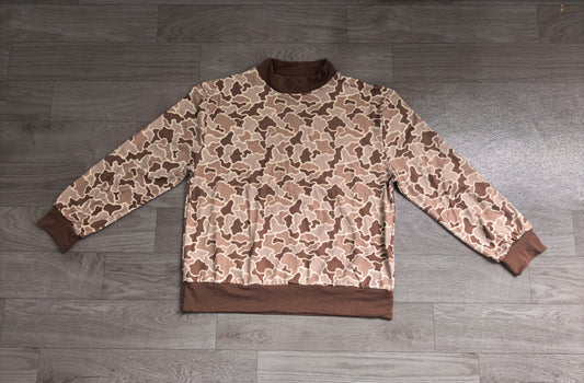 Long sleeves khaki camo adult women active top
