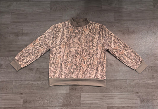 Long sleeves olive leaves camo adult women active top
