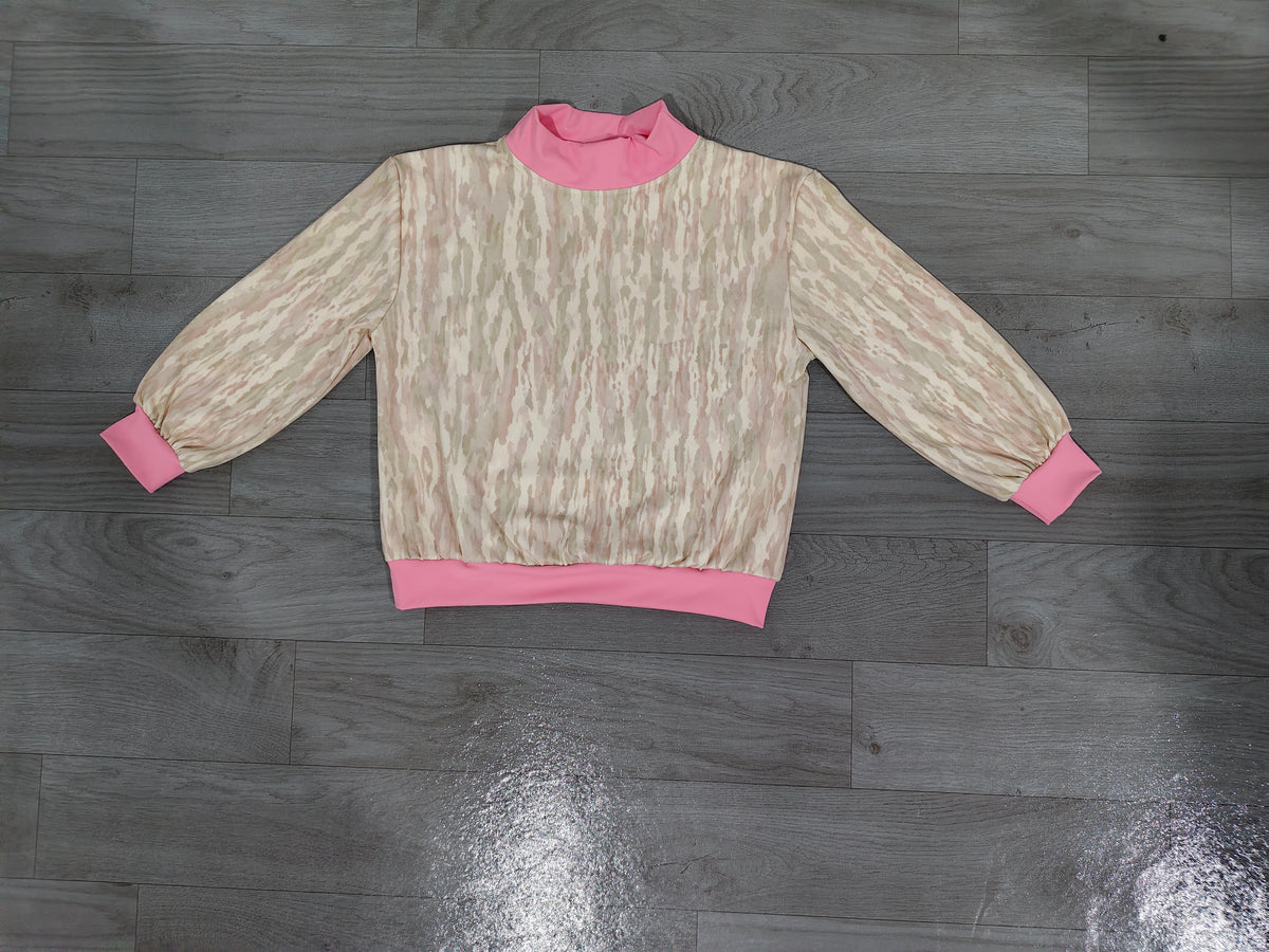 Pink long sleeves camo kids girls active top