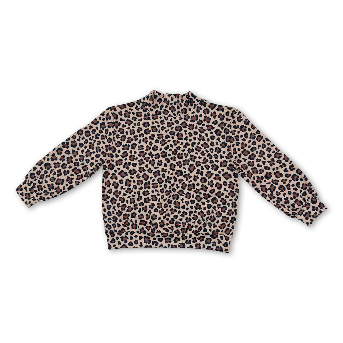 Long sleeves brown leopard kids girls active top