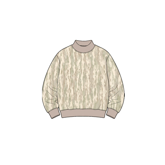 Long sleeves camo mock neck kids girls top