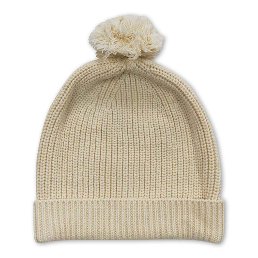 Beige baby girls woolen hat