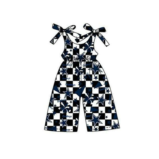Moq 3 pcs plaid straps cowboy baby girl jumpsuit