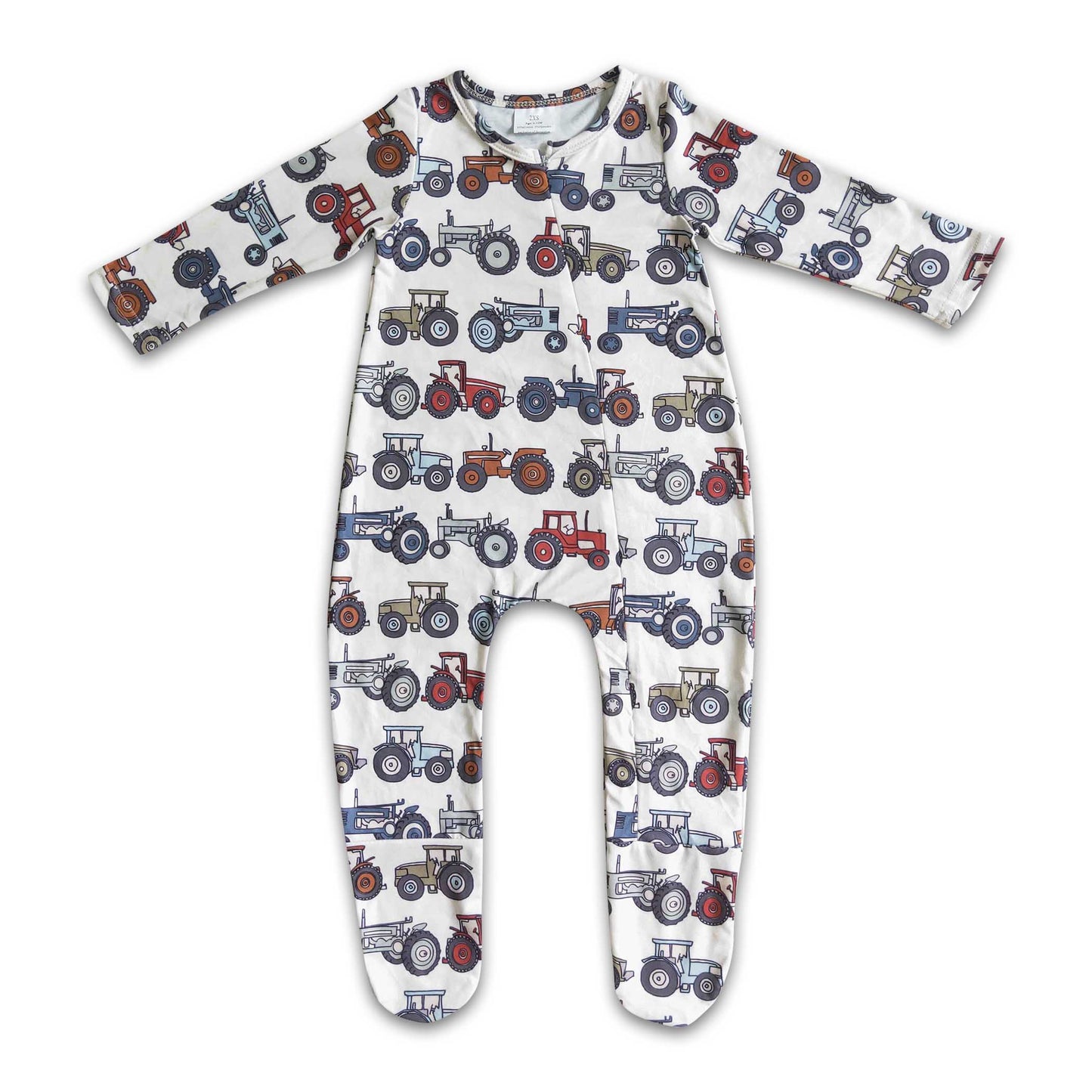 Tractors baby boy footed zip coverall