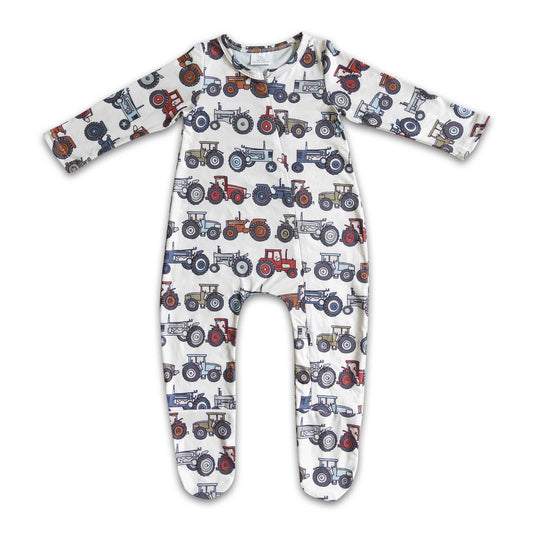 Tractors baby boy footed zip coverall