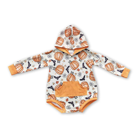 Candy corn bat pumpkin baby kids halloween hooded romper