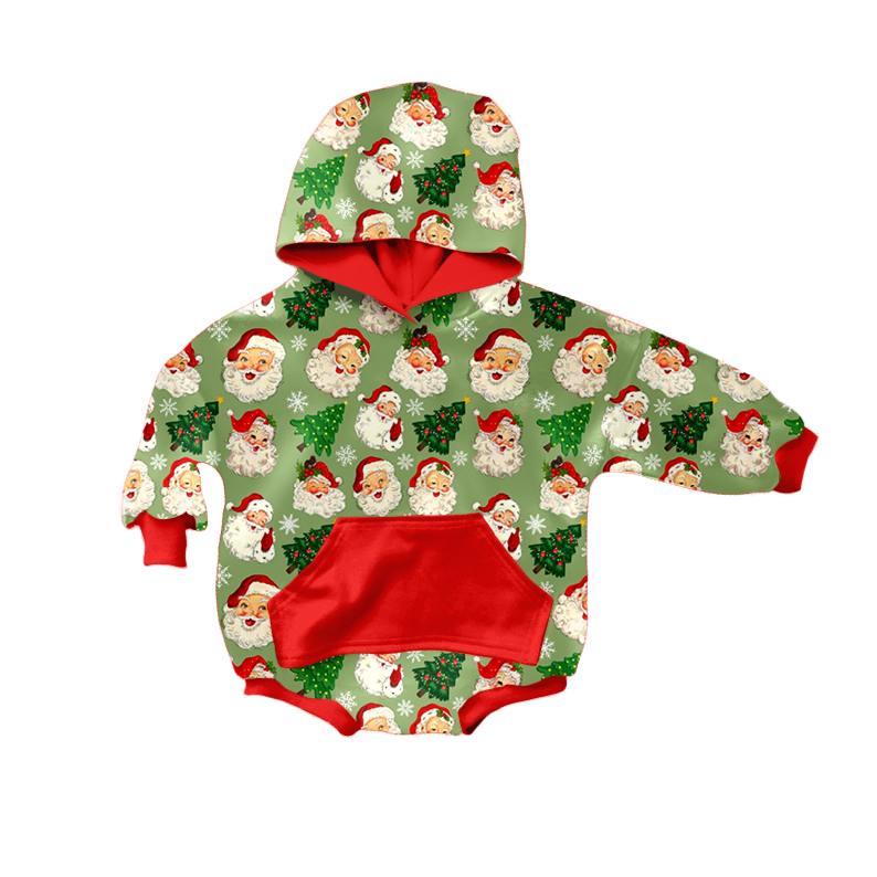 Santa Christmas hooded baby kids romper