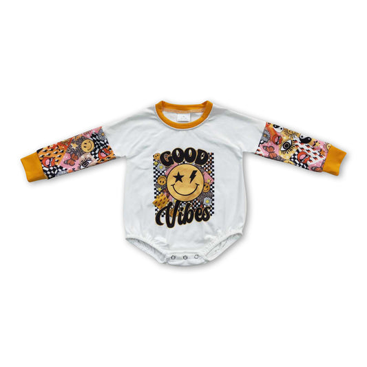 Good vibes smile long sleeves baby kids fall romper