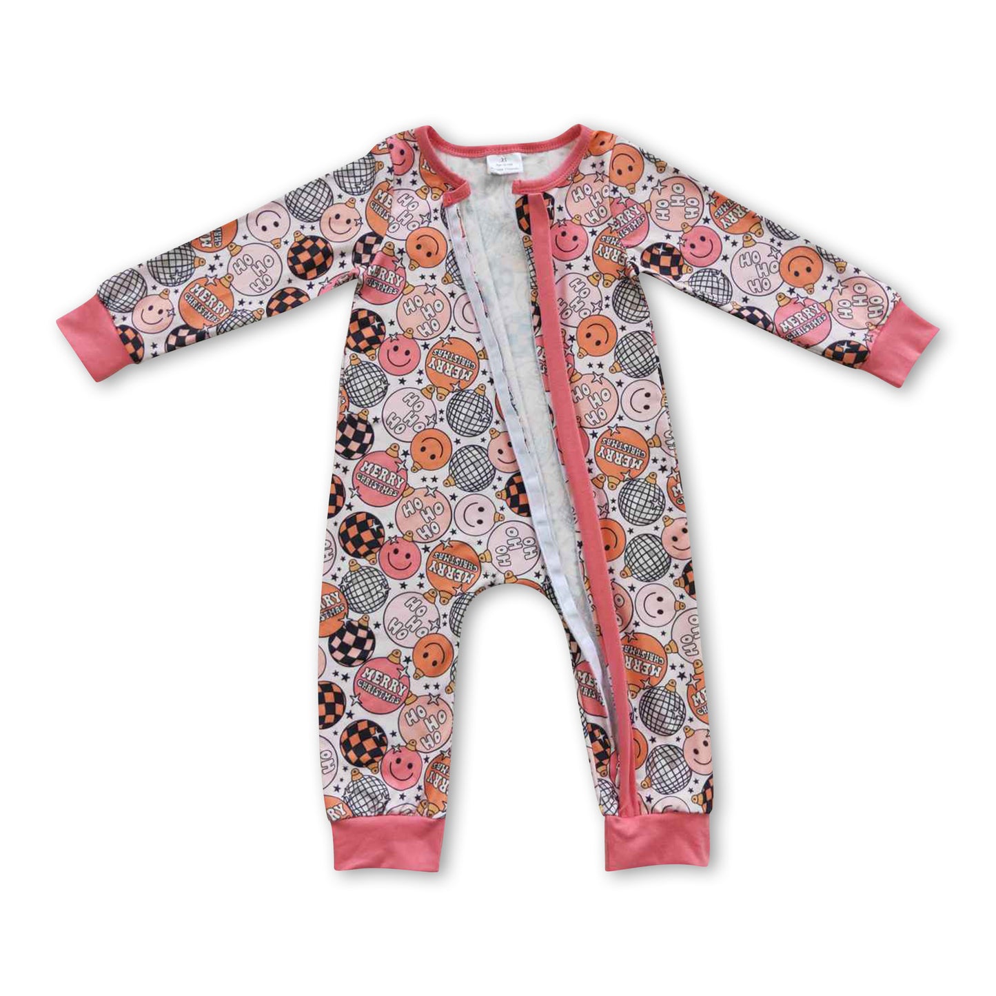 Ho ho ho smile Merry Christmas zipper baby girls romper