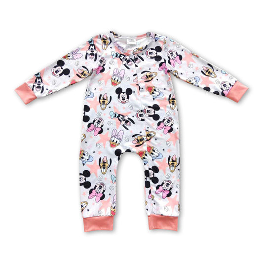 Duck mouse long sleeves zipper baby girls romper