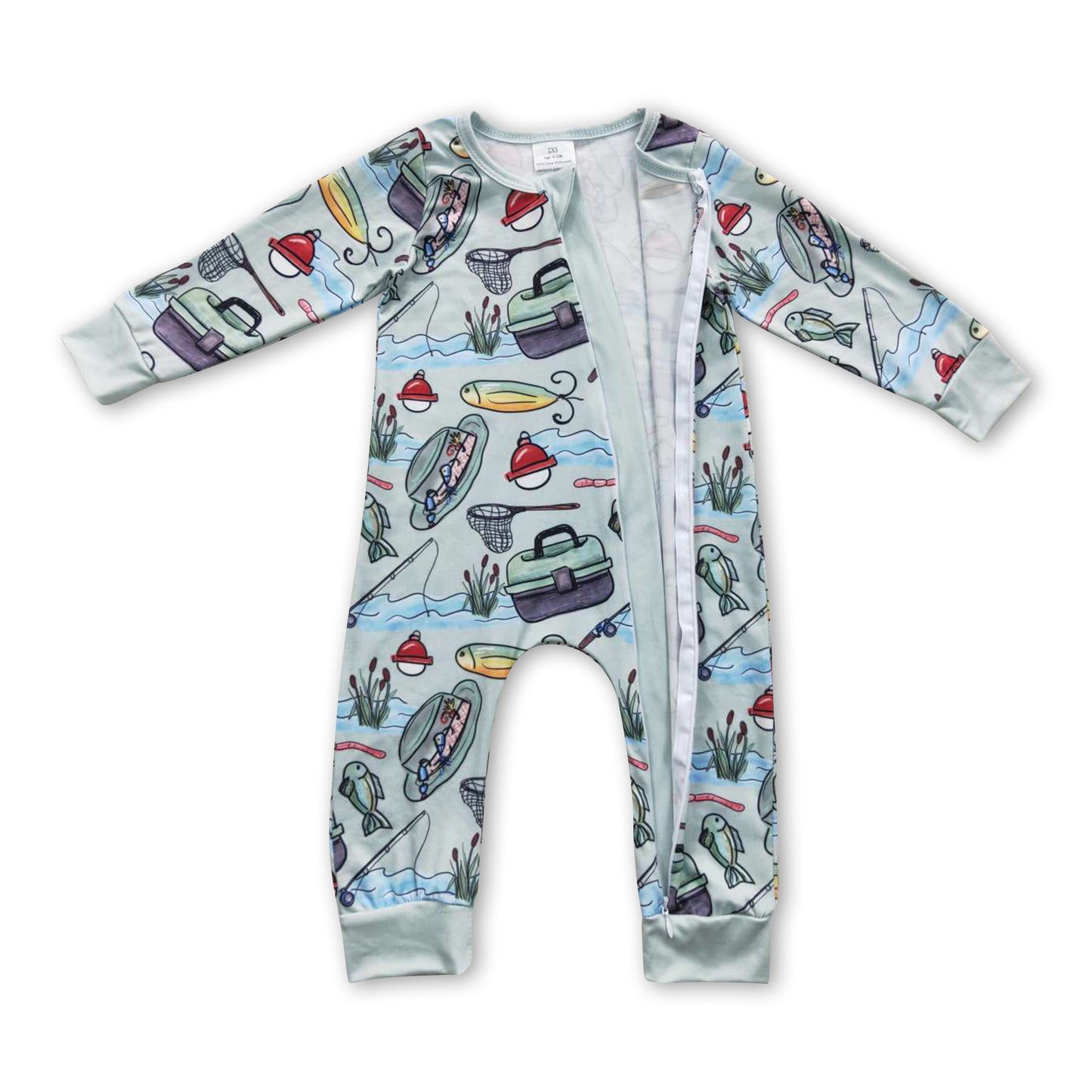 Dad's fishing buddy zipper baby boy romper