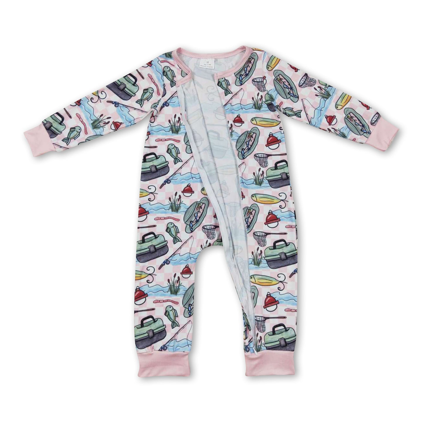 Dad's fishing buddy zipper baby girl romper