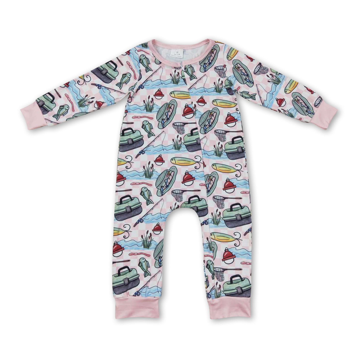 Dad's fishing buddy zipper baby girl romper