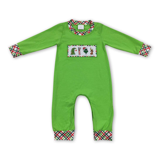 Green face long sleeves baby boy Christmas romper
