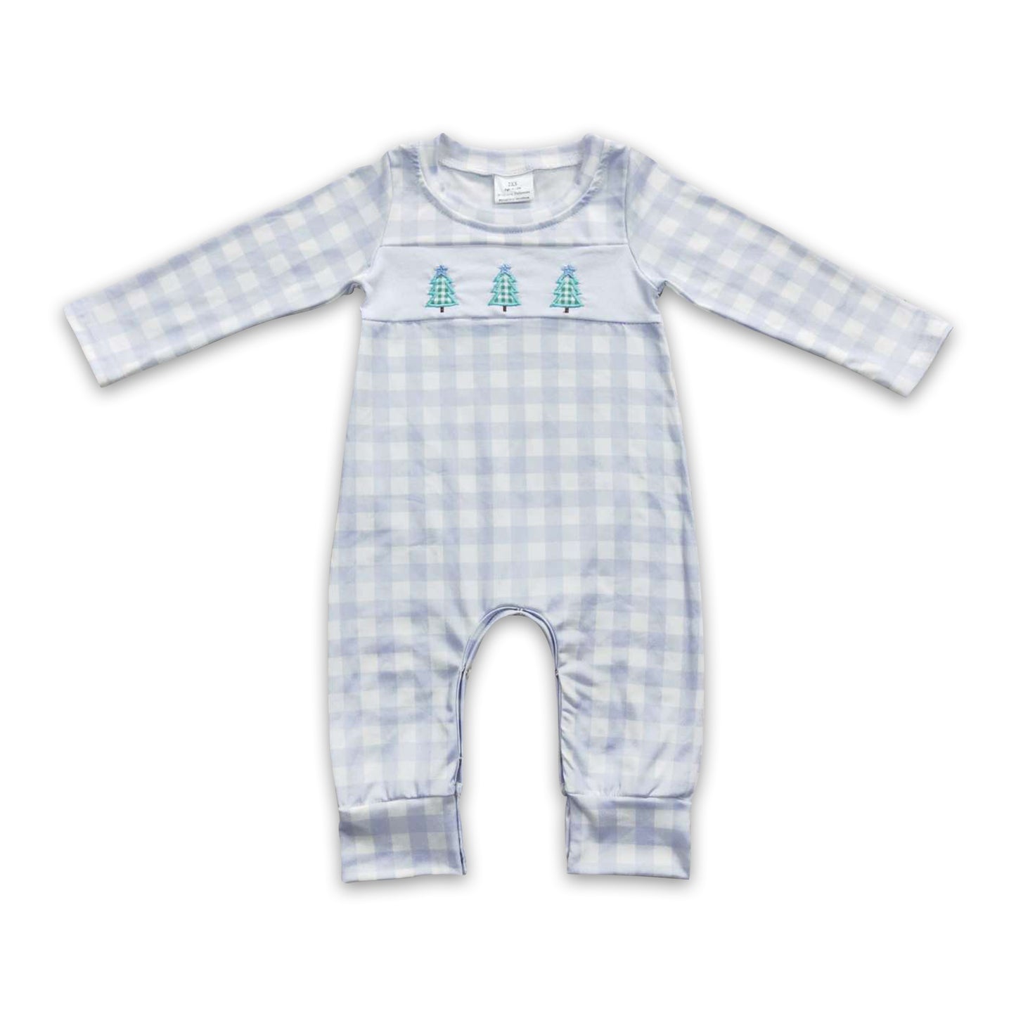 Plaid Christmas tree baby boy romper