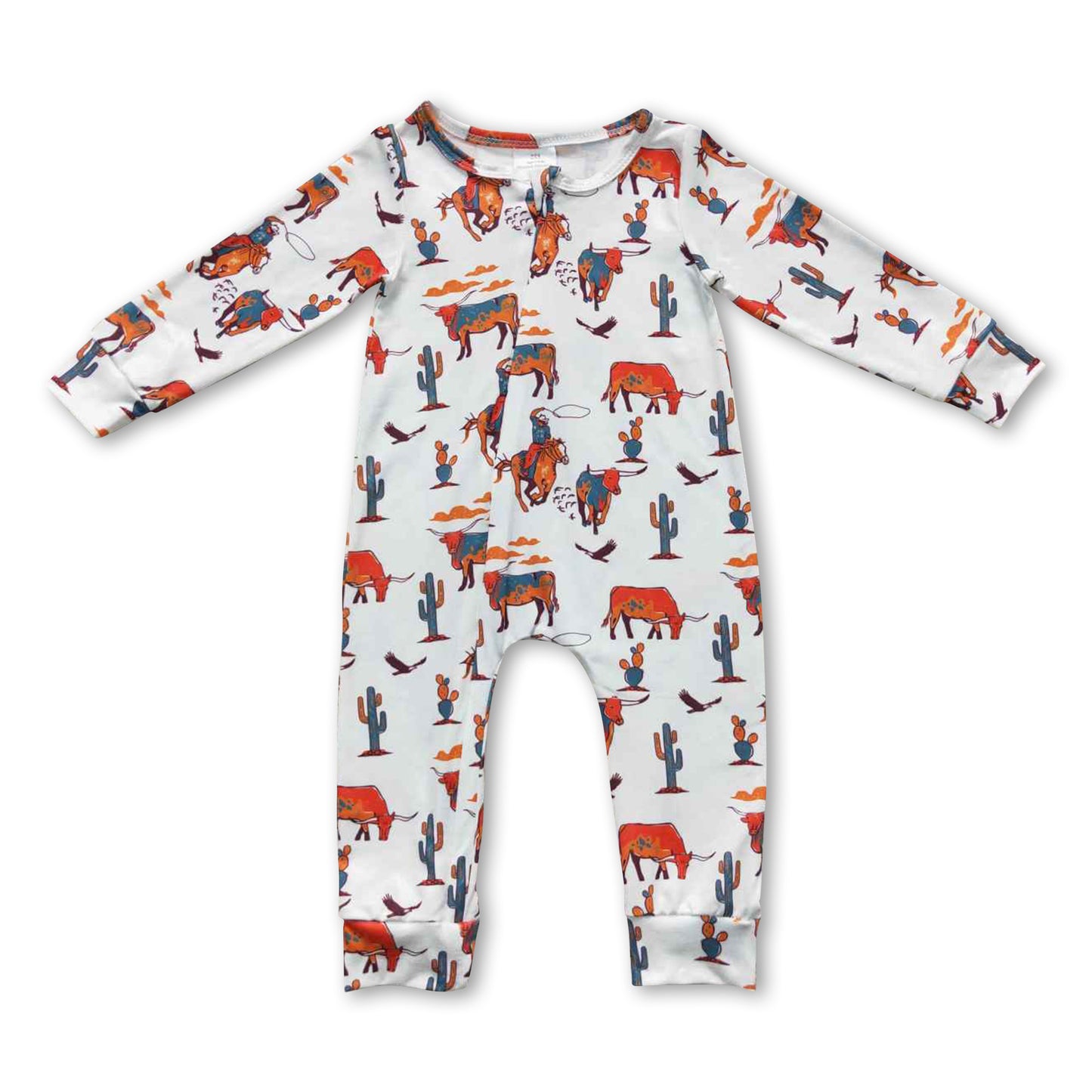 Horse cactus long sleeves baby kids western romper