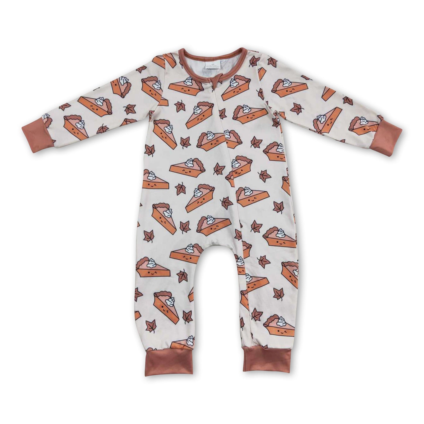 Pumpkin pie leaves zipper baby kids Thanksgiving romper