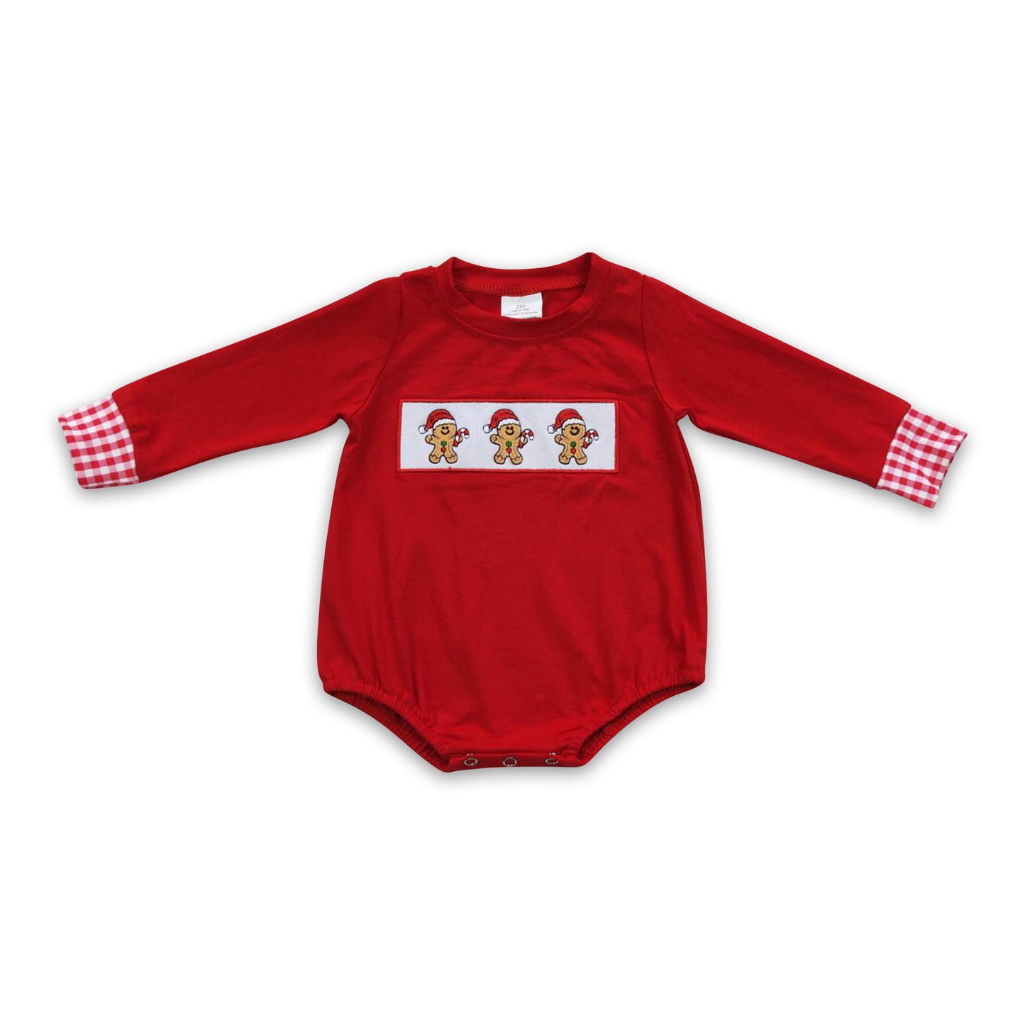 Gingerbread red long sleeves baby boy Christmas romper