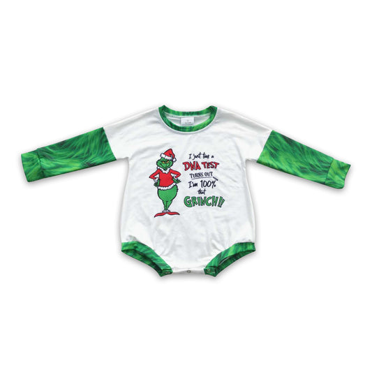 Green face test long sleeves baby girls Christmas romper