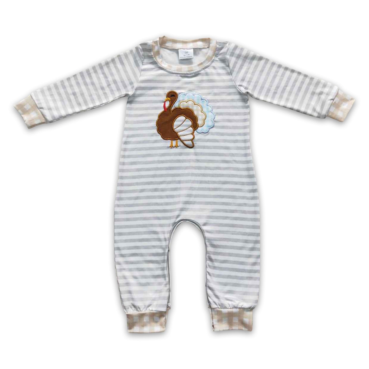 Turkey stripe long sleeves baby kids Thanksgiving romper